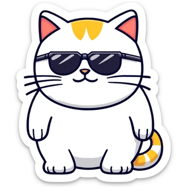 Fat cat with 8 bit sunglasses sticker