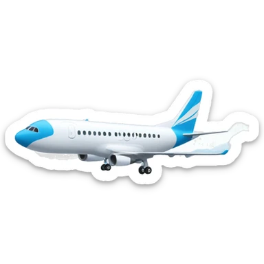 Avion de color blanco vista al norte con un fondo color azul sticker