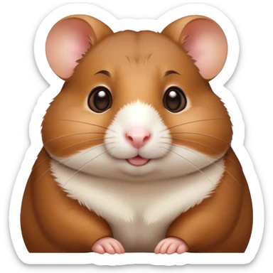 Cinematic Noble Brown Hamster Portrait Emoji, Poised and regal, with a tiny, compact build and a smooth, well-kept rich brown coat, deep-set soulful dark eyes, Simplified yet sharp and sophisticated features, highly detailed, glowing with a soft, dignified glow, high shine, intelligent and energetic, stylized with an air of miniature majesty, focused and attentive, soft glowing outline, capturing the essence of a watchful and confident rodent, so majestic it feels as though it could scurry out of the screen with effortless authority! sticker