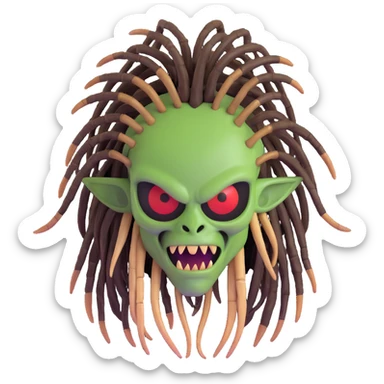 Predator alien with mandibles and dreadlocks sticker