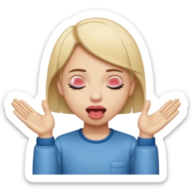 tongue out with closed eyes and hands to the side sticker