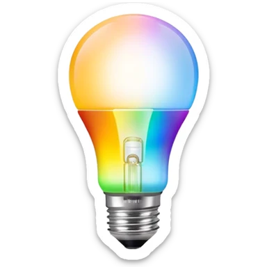 A Philips Hue smart light bulb with color spectrum visible inside the bulb sticker