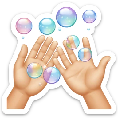 Closeup hands foaming soap bubbles sticker