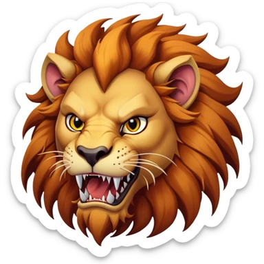 Manticore face, mythical creature with human-like face, lion features, sharp teeth, and fierce expression sticker