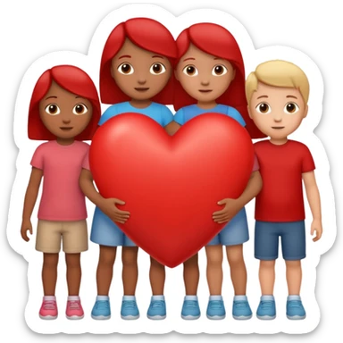big heart with several small child figures inside sticker