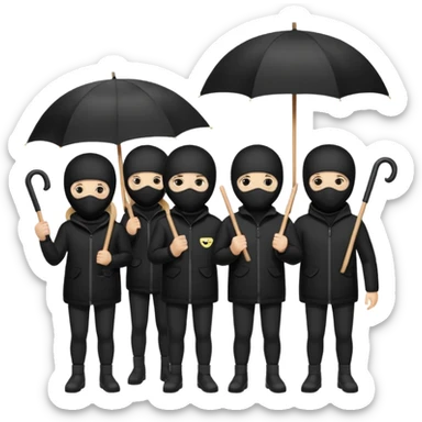 Ski mask people wearing black with umbrella and signs sticker