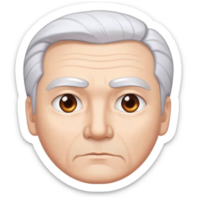 "- Nam
- 50 tuổi
- Da trắng
- Tóc bạc, lông mày trắng
- Mặt nghiêm túc
" sticker