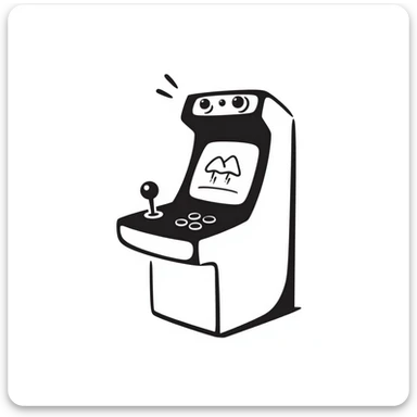 A hand-drawn arcade machine with sketchy joystick and game elements sticker