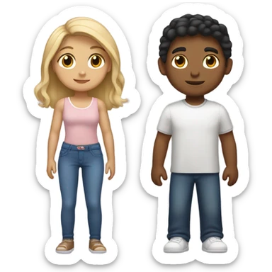Puerto rican beard short brown hair boy and blond long hair girl couple sticker