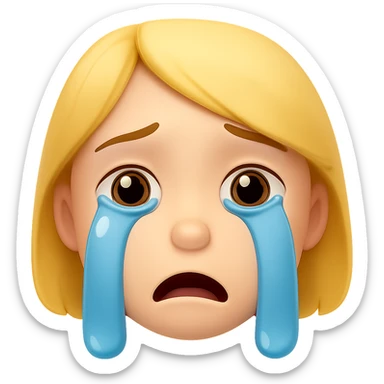 Make the tears much bigger on the child emoji while keeping the same style and expression. The original style is emoji style, but since it does not support editing, use the general style to respect the emoji look. Remove the background. sticker