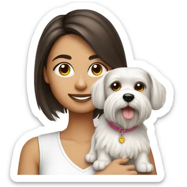 Brunette girl with Maltese dog sticker