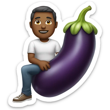 Man riding an eggplant  sticker