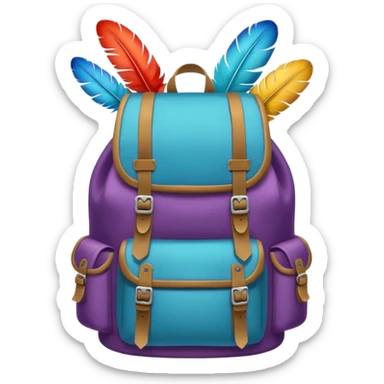hiking backpack with feathers sticker
