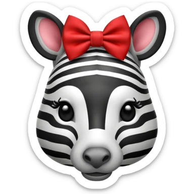 Zebra with red bow tie sticker