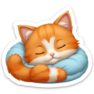 cute orange kitten sleeping with zzz letters above head sticker
