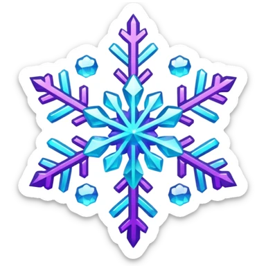 cyan and purple snowflake glitter sticker