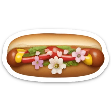 Face with flower eyes, diamond nose and hot dog lips sticker