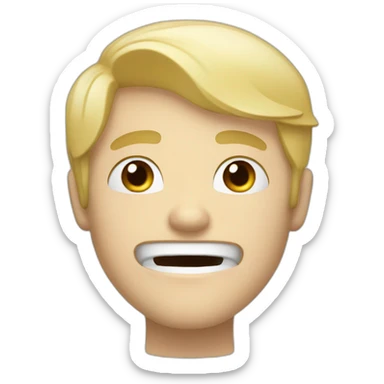 A man with white skin and blond hair, winking, crying and smiling sticker