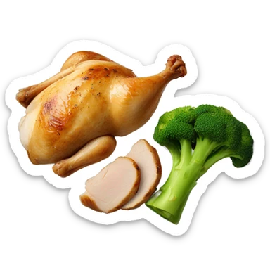 Roasted chicken breast and broccoli on a plate sticker