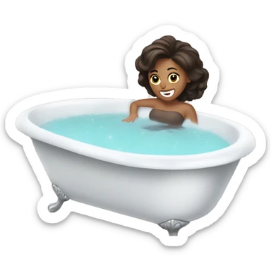 Brunette Woman taking a bubble bath in big bathtub sticker