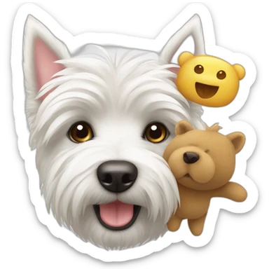 Westie avec un nounours  sticker