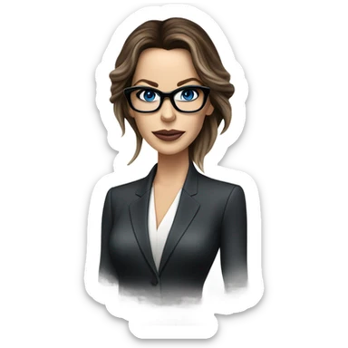 Elegant classy photo Kate Beckinsale blue eyes wearing glasses in a business meeting high fashion  sticker