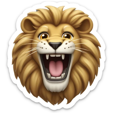 lion with paw up and roaring sticker