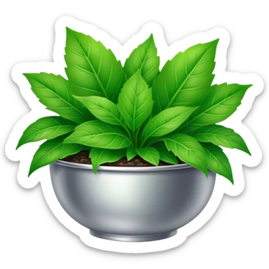 green leaves plant in silver bowl sticker