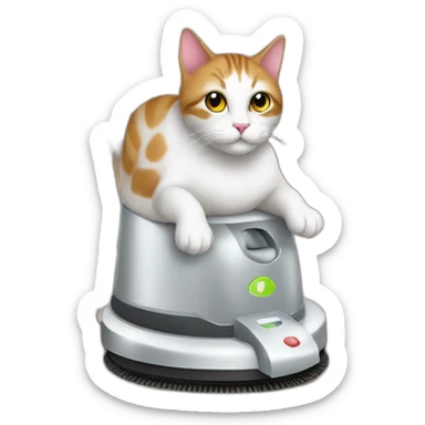 cat on a automatic vaccum cleaner sticker