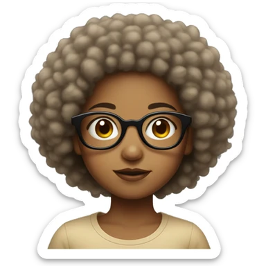 A girl with a Afro wearing black glasses That is mixed skin color kid  sticker