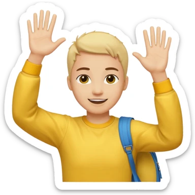 Face with person giving themselves a high five. use the standard yellow emoji with hands should be touching similar to the prayer emoji with visual showing a clap sticker