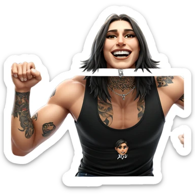 tattooed boy wearing necklace sticker