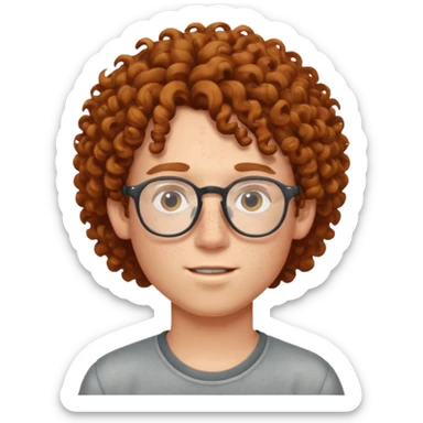 freckled boy with curly hair with glasses sticker