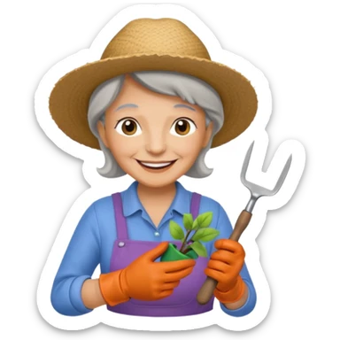 old woman gardener  sticker