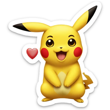 Pikachu with hearts  sticker