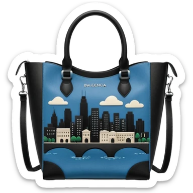 city tote bag from Balenciaga black vintage leather sticker