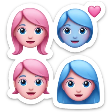 I would like a 67 emoji with pink and blue coloring, please sticker