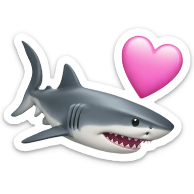 a shark with a pink heart sticker