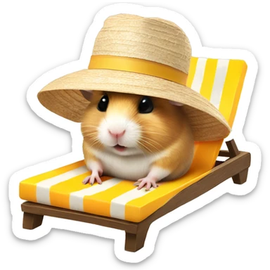 hamster with a sunhat drinking a coctail while laying in a sunbed sticker