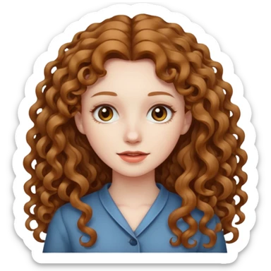 really long hair light brown curly pale skin sticker