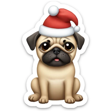 pug with a christmas cookie sticker