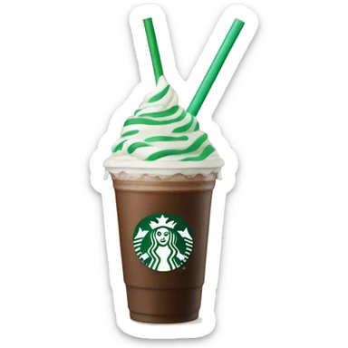 Peppermint Starbucks Frappuccino with one straw sticker