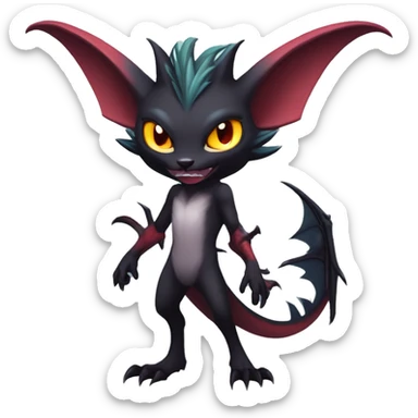  Anthro Kawaii Edgy Cool Vampiric Demonic Beautiful Noivern-Nargacuga-Litten with big Bat Ears full body sticker