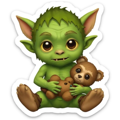 Goblin small baby  with teddy bear  sticker