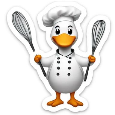 A goose dressed like a chef with a whisk in his hand sticker
