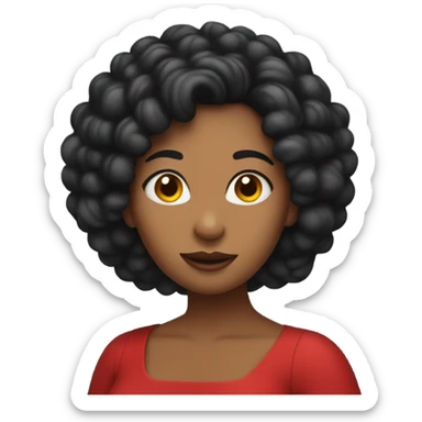 Woman, Black matted hair, red dress, worms sticker