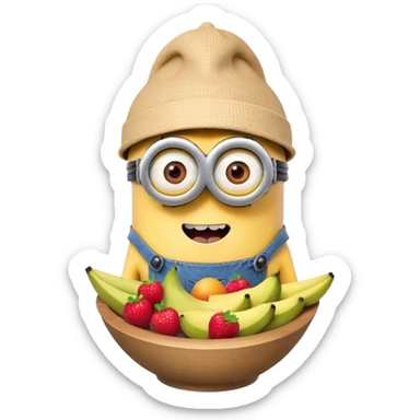 Minion with fruit on head sticker
