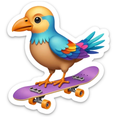skateboarding bird sticker