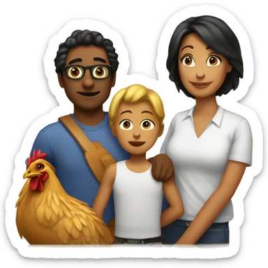 emoji familia con hijo pollo sticker