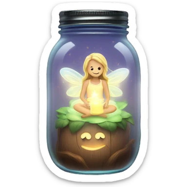 mason jar with a glowing fairy inside sticker